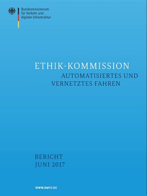 Link öffnet Einzelsicht der Publikation Cover des Berichts der Ethikkommission zum automatisierten und vernetzten Fahren