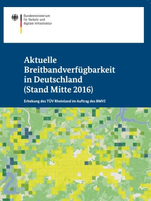 Link öffnet Einzelsicht der Publikation Cover der Broschüre „Aktuelle Breitbandverfügbarkeit in Deutschland (Stand Mitte 2016)“