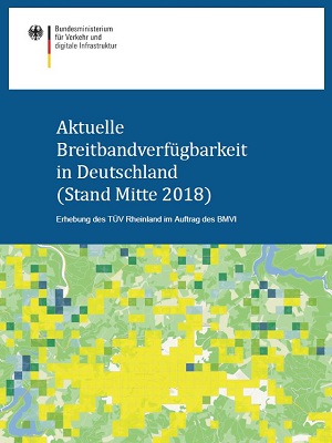 Link öffnet Einzelsicht der Publikation Cover der Broschüre „Aktuelle Breitbandverfügbarkeit in Deutschland (Stand Mitte 2018)“