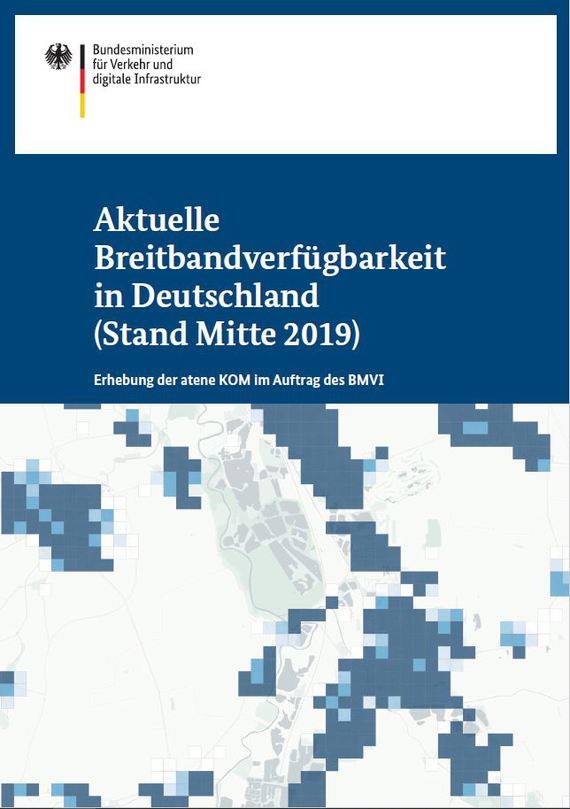 Link öffnet Einzelsicht der Publikation Cover der Broschüre: Kurzbericht zum Breitbandatlas Ende 2018 im Auftrag des Ministeriums