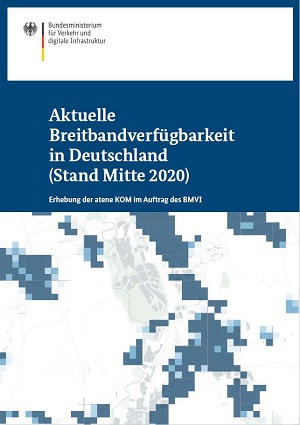 Link öffnet Einzelsicht der Publikation Cover der Broschüre „Aktuelle Breitbandverfügbarkeit in Deutschland (Stand Mitte 2020)“