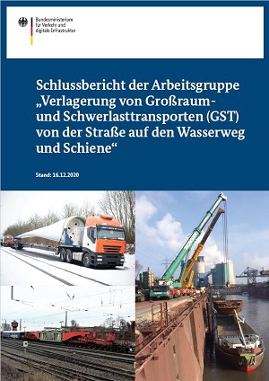 Link öffnet Einzelsicht der Publikation Deckblatt: Schlussbericht der Arbeitsgruppe „Verlagerung von Großraumund Schwerlasttransporten (GST) von der Straße auf den Wasserweg und Schiene“