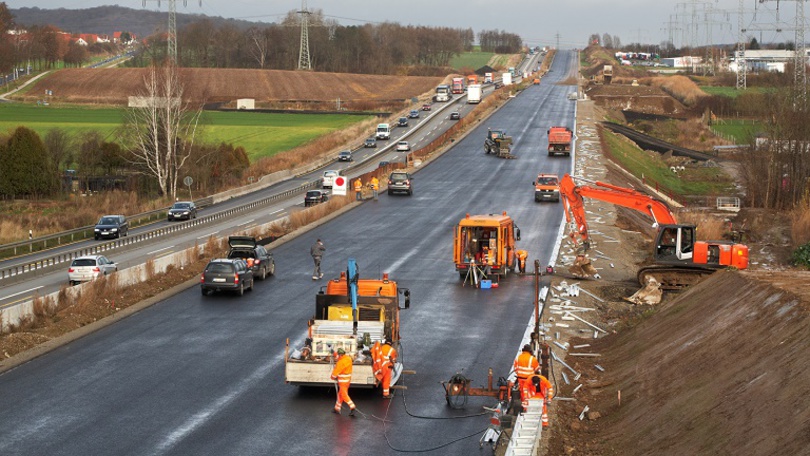 Baustelle auf einer Autobahn Baustelle auf einer Autobahn