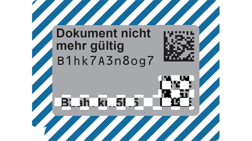 Freigelegter Sicherheitscode (Dokument ungültig) Freigelegter Sicherheitscode (Dokument ungültig)
