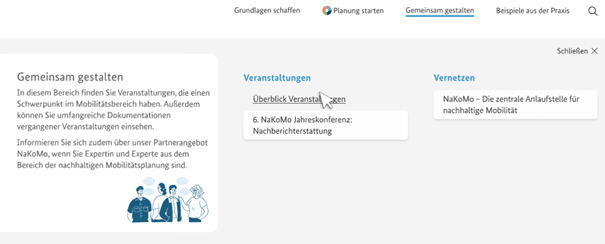 Geöffnetes Menü „Gemeinsam gestalten“ Geöffnetes Menü „Gemeinsam gestalten“