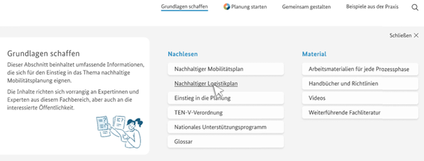 Geöffnetes Menü „Grundlagen schaffen“ Geöffnetes Menü „Grundlagen schaffen“